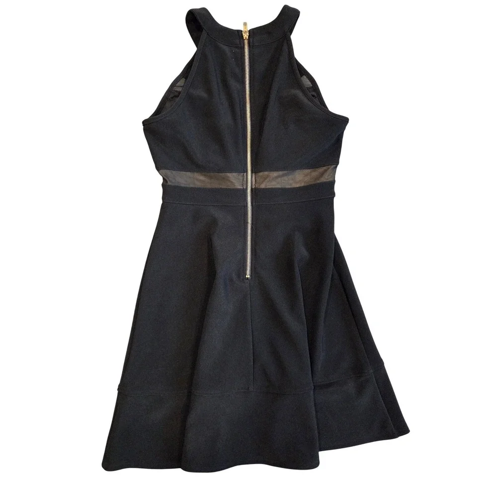 Honey and Rosie Womens Black Halter Skater Dress Mesh Waist‎ Mini Size S